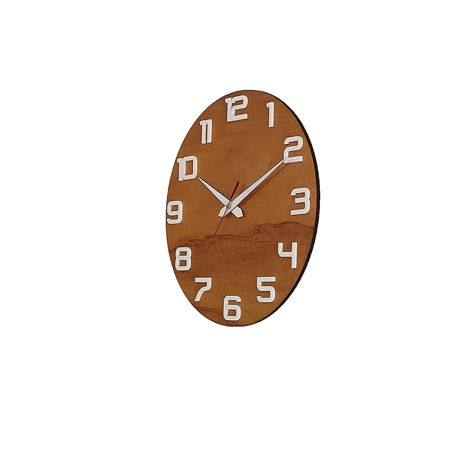 Cross Effect Wooden Wall Clock | Elegant Wooden Clock For Home, Office, Living Room (Wooden White) - Digital, 30 Cm