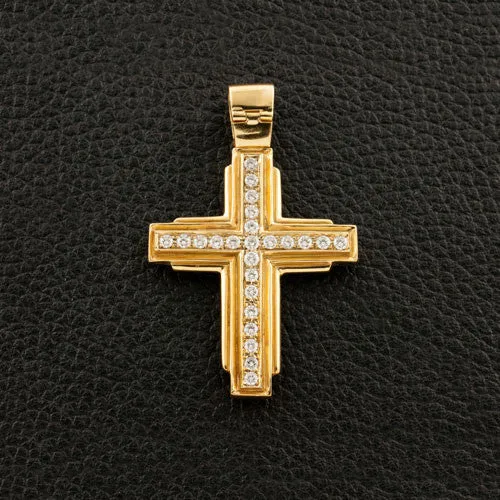 Cross Pendant with Diamonds & Emeralds