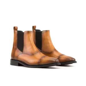 DapperFam Vesuvio in Cognac Men's Italian Leather Chelsea Multi Boot