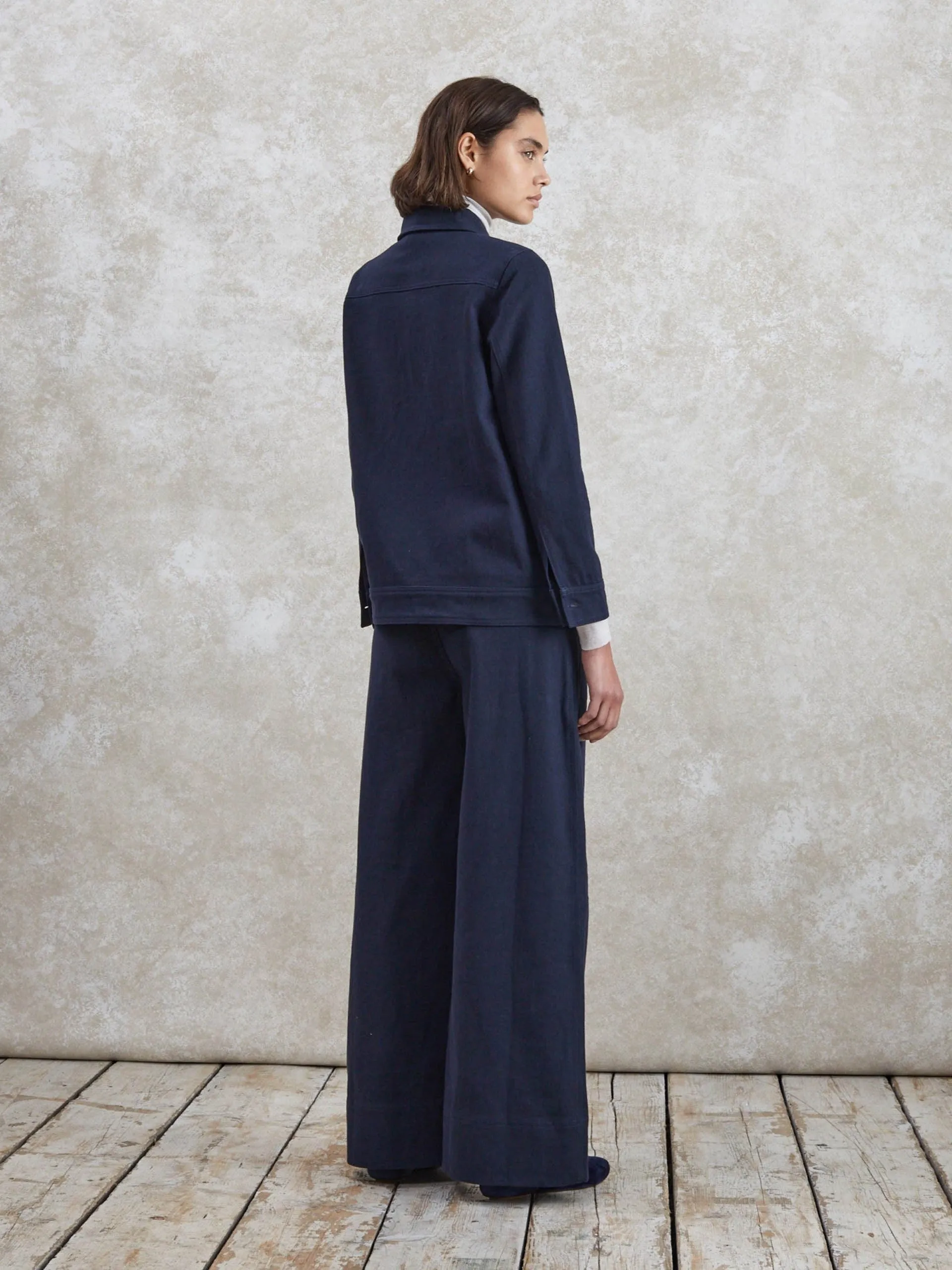 Dark navy Greta drill trousers