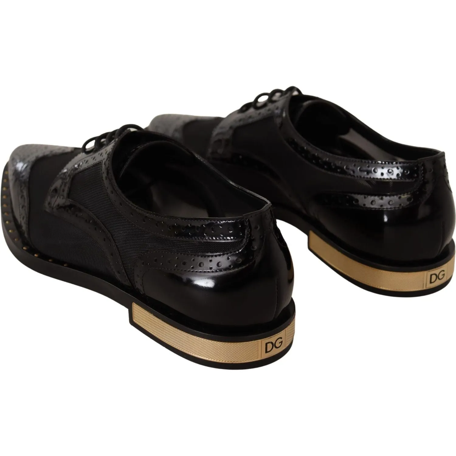 Dolce & Gabbana Elegant Gold-Trimmed Black Oxford Lace-Ups