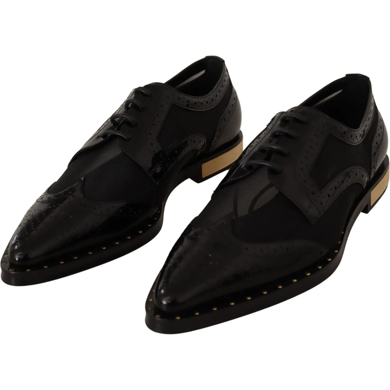 Dolce & Gabbana Elegant Gold-Trimmed Black Oxford Lace-Ups