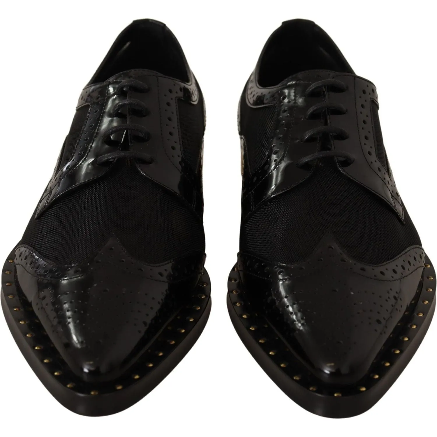 Dolce & Gabbana Elegant Gold-Trimmed Black Oxford Lace-Ups