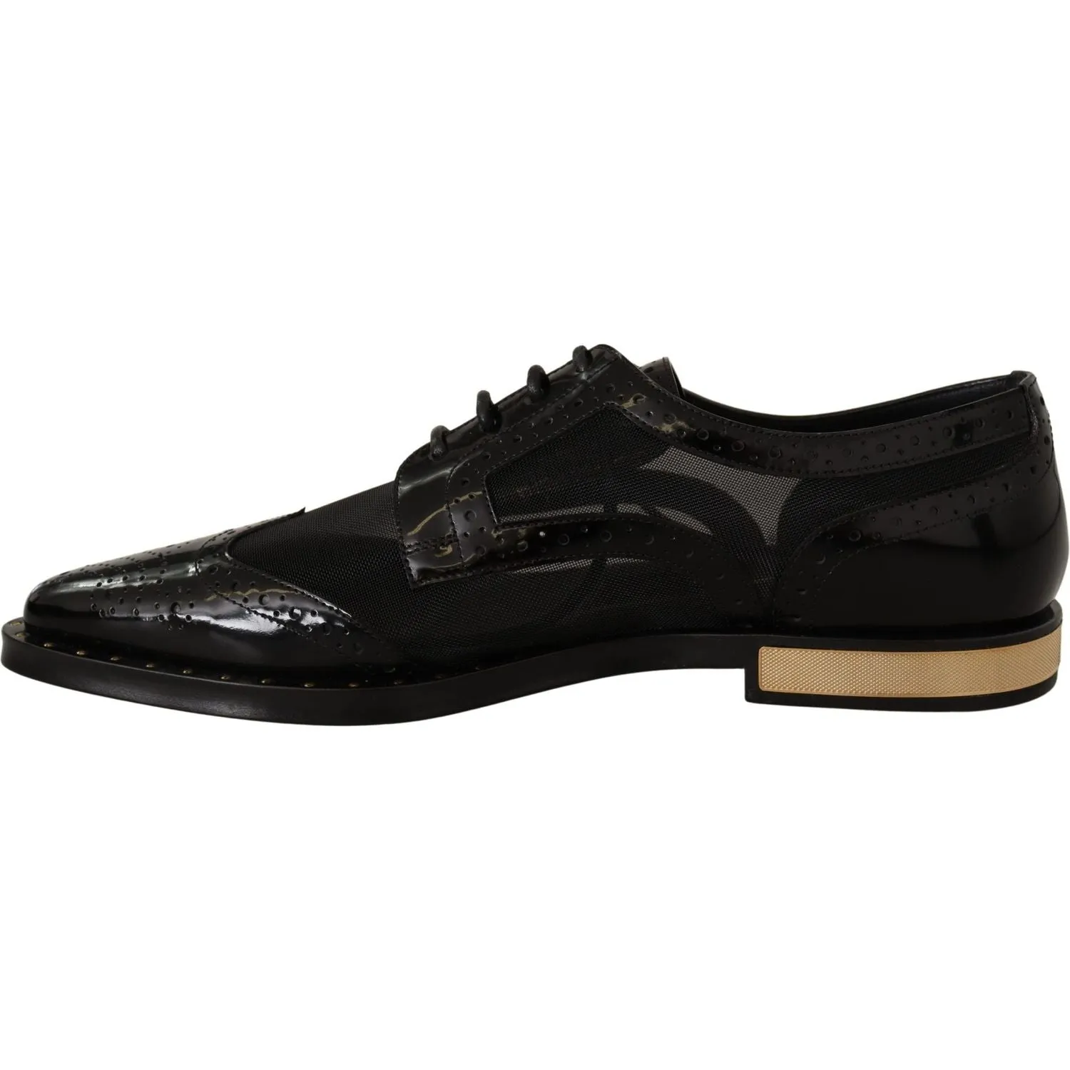 Dolce & Gabbana Elegant Gold-Trimmed Black Oxford Lace-Ups