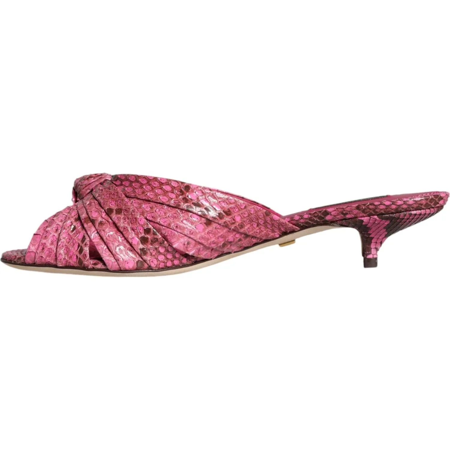 Dolce & Gabbana Pink Python Leather Kitten Heels Slides Shoes