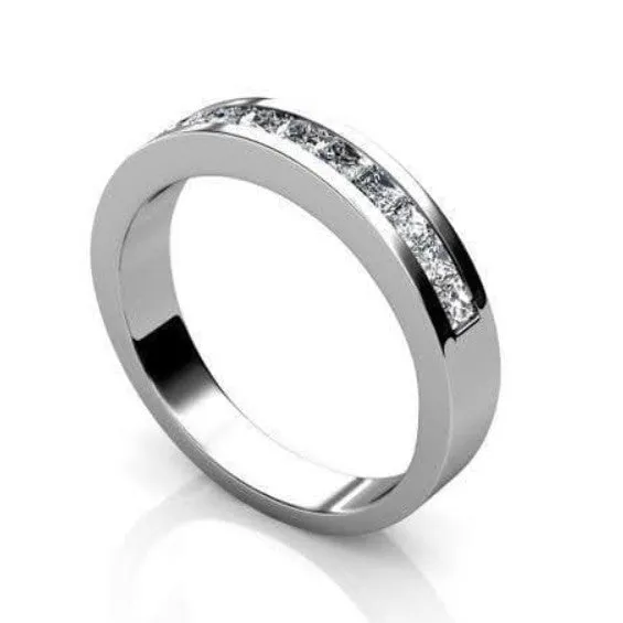 Elegant 1.10 CT Princess Cut Diamond Wedding Ring in 18KT White Gold