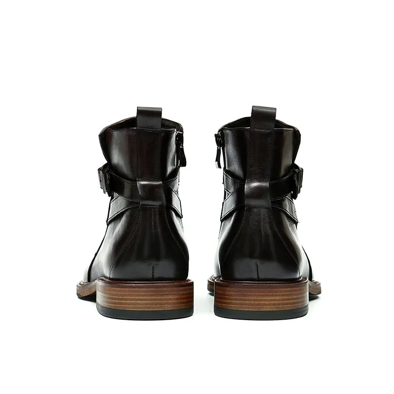 Elegant Leather Round Toe Classic Chelsea Ankle Boots