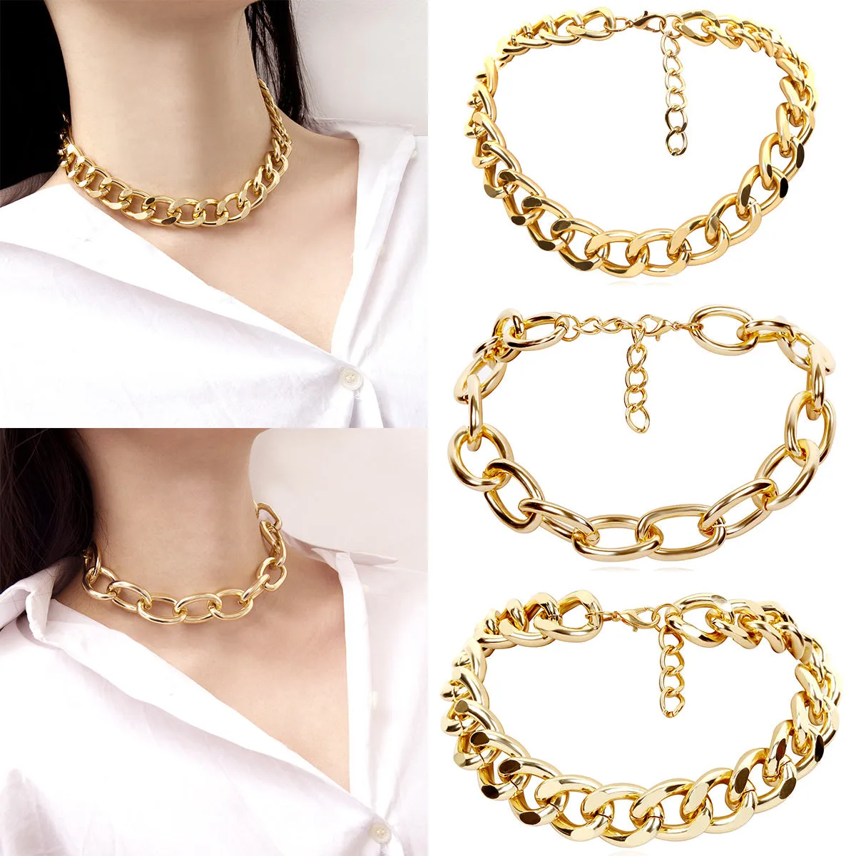 Extravagant Chain Necklace with Retro Flair