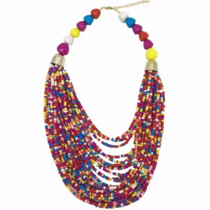 Extravagant Ethnic Style Multi-tiered Necklace Set with Resin Beads