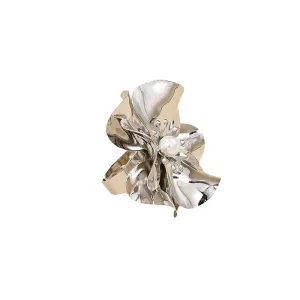 Extravagant Floral Statement Ring with Pearls - Vienna Verve Collection