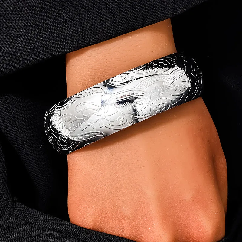 Extravagant Wide Texture Bracelet - Vienna Verve Collection