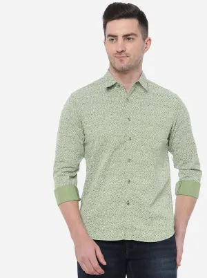 Fair Green Printed Slim Fit Semi Casual Shirt | Greenfibre