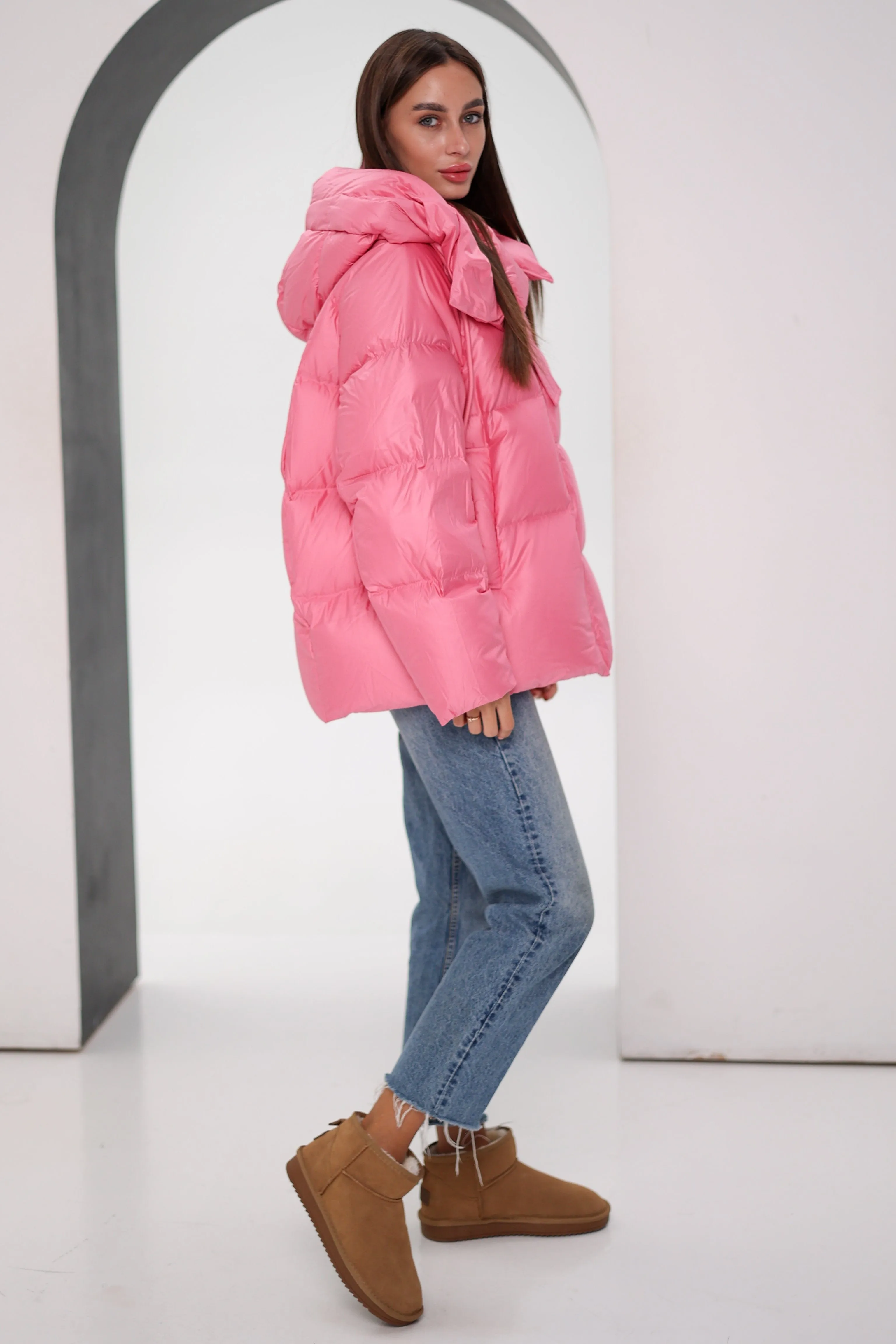 FeatherLite Relaxed Down Puffer in Pink