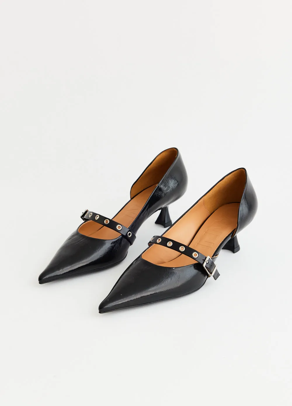 Feminine Buckle Kitten Heel Pumps