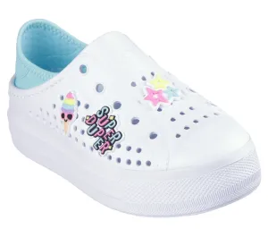 Foamies by Skechers Kids Girls Guzman Hi-Rise Stay Vibin' Sneaker - White/Turquoise