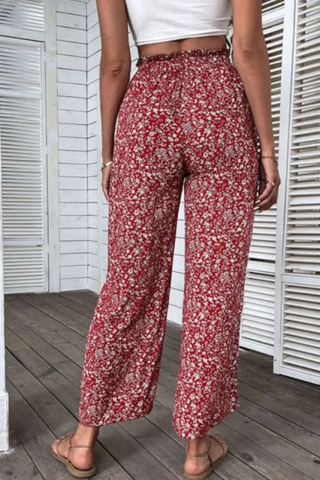 Garden Party Wide-Leg Slit Pants