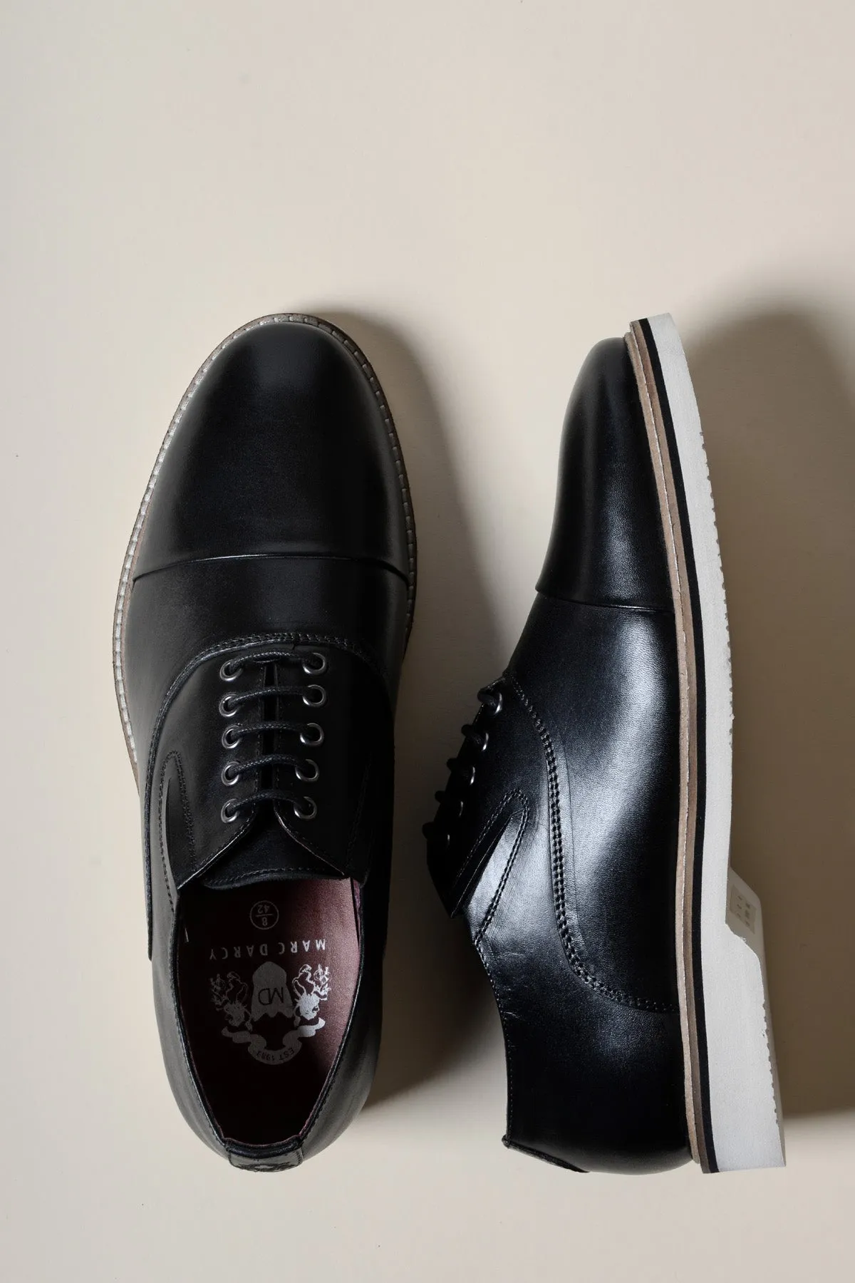 GAVIN - Black Leather Cap Toe Oxford Shoe