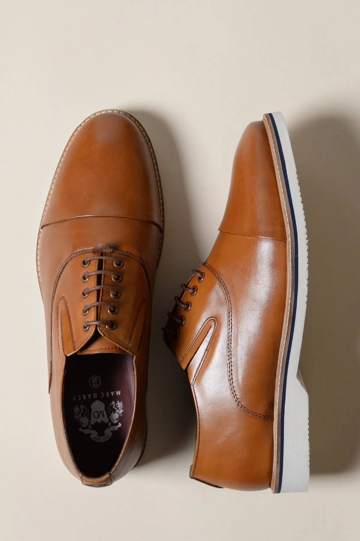 GAVIN - Tan Leather Cap Toe Oxford Shoe