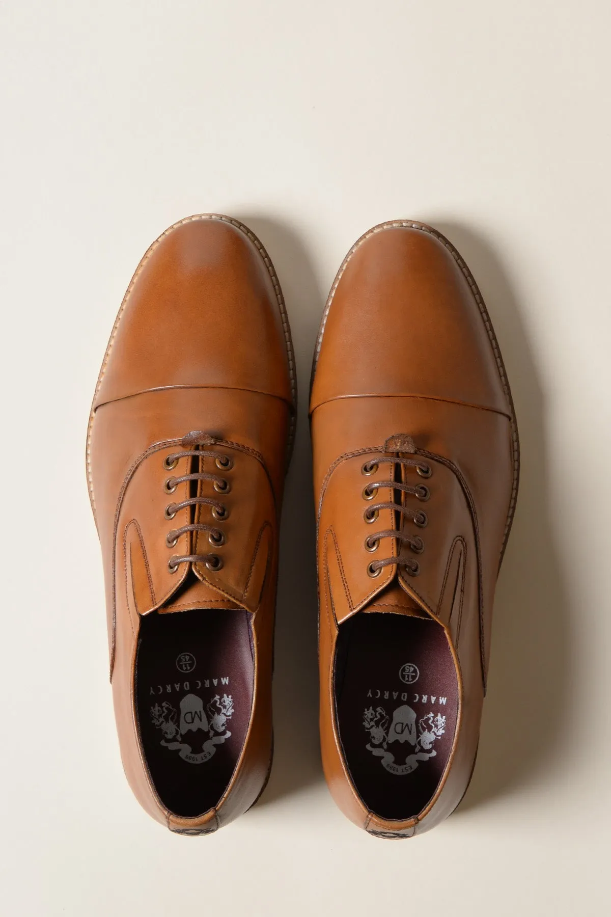 GAVIN - Tan Leather Cap Toe Oxford Shoe