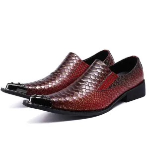 Genuine Leather Fish Pattern Oxford Shoes