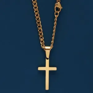 Gold Cross On Cuban Chain 20"