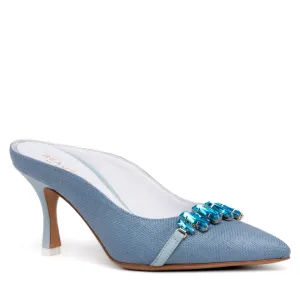 Graziela Sky Blue Canvas Mule