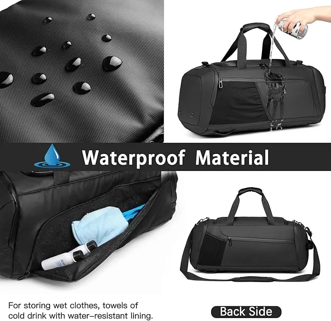 Gym Sports Bag for Men,40L Waterproof Gym Duffle Bag with Shoes Compartment and Wet Pocket,Travel Duffel Bag with Shoulder Strap and Backpack Function