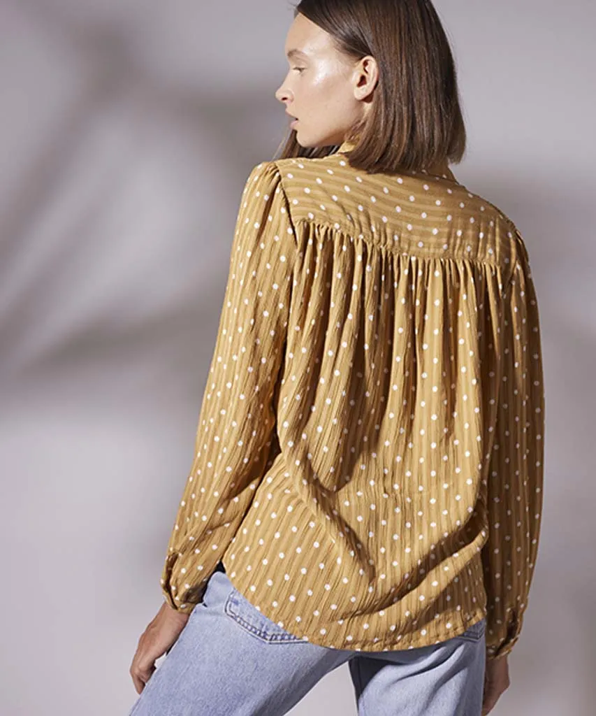 Hallie Blouse Golden Polka Dot