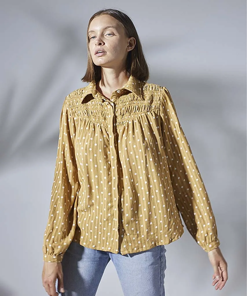 Hallie Blouse Golden Polka Dot