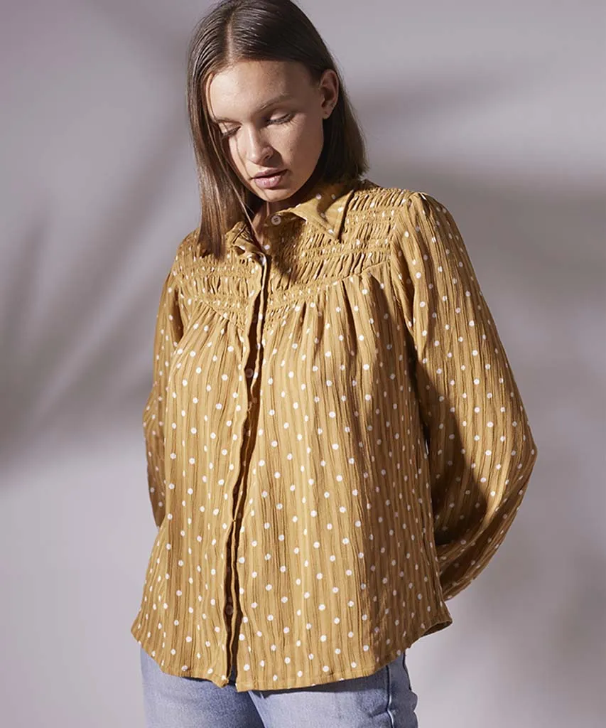 Hallie Blouse Golden Polka Dot