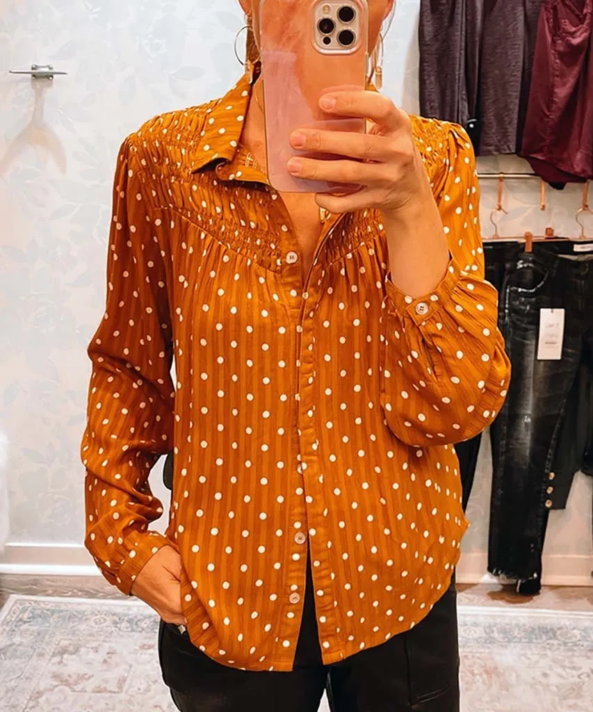 Hallie Blouse Golden Polka Dot