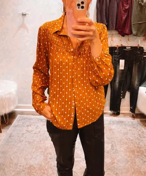 Hallie Blouse Golden Polka Dot