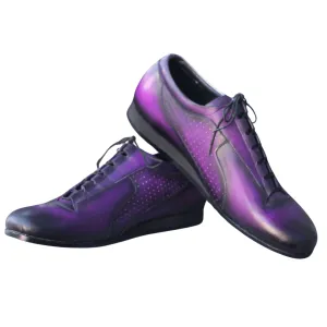 Handmade Purple Gradient Leather Sneakers – Artisan Casual Shoes for Men Artisan Purple Leather Sneakers – Gradient Finish, Luxurious Craftsmanship  Purple Leather Lace-Up Shoes – Handmade Men's Sneakers