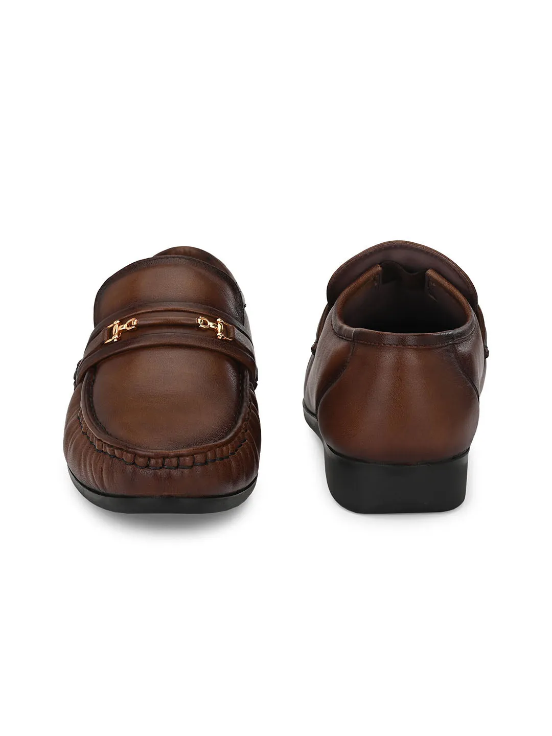 HITZ836 Men's Brown Leather Formal  Slip-On Shoes