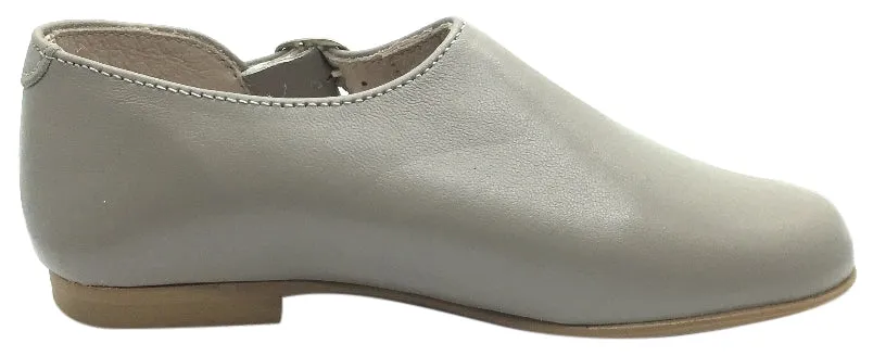 Hoo Shoes Girl's Grey Smooth Leather Single Strap Buckle with Side Cut-Out Oxford Shoes