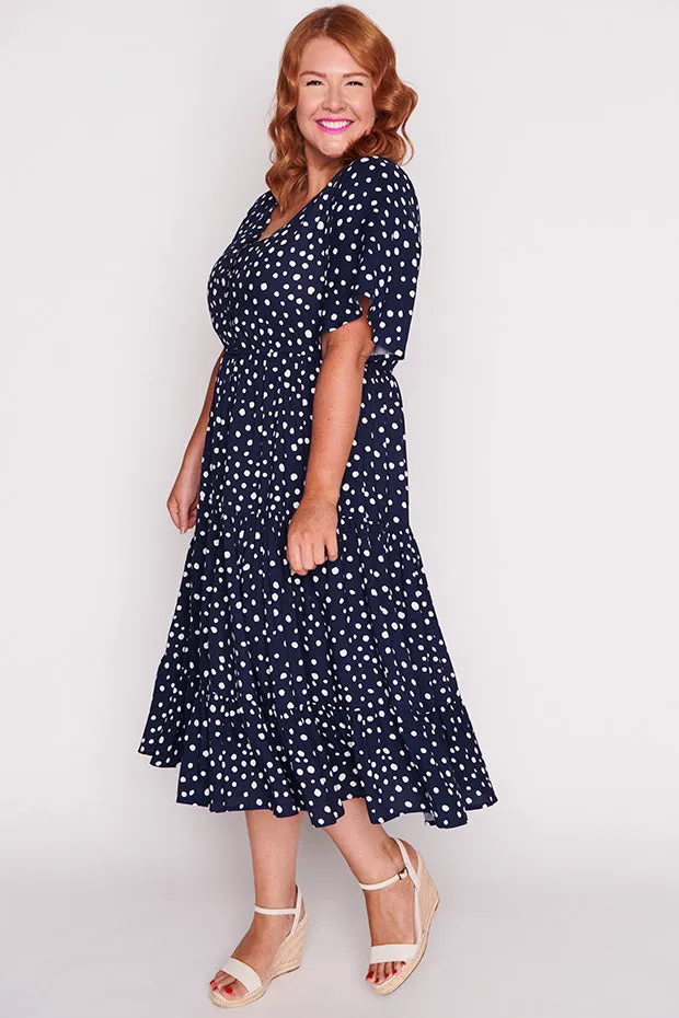 Jessica Navy & White Flecks Dress