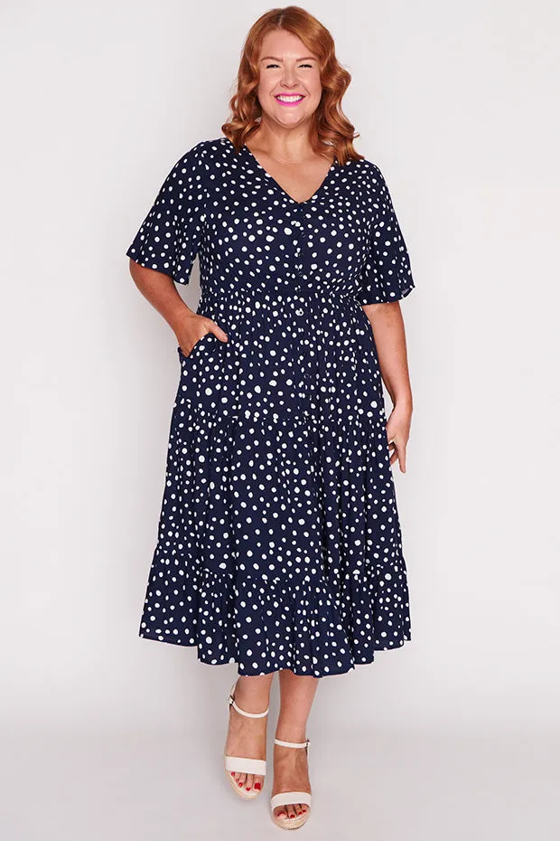 Jessica Navy & White Flecks Dress