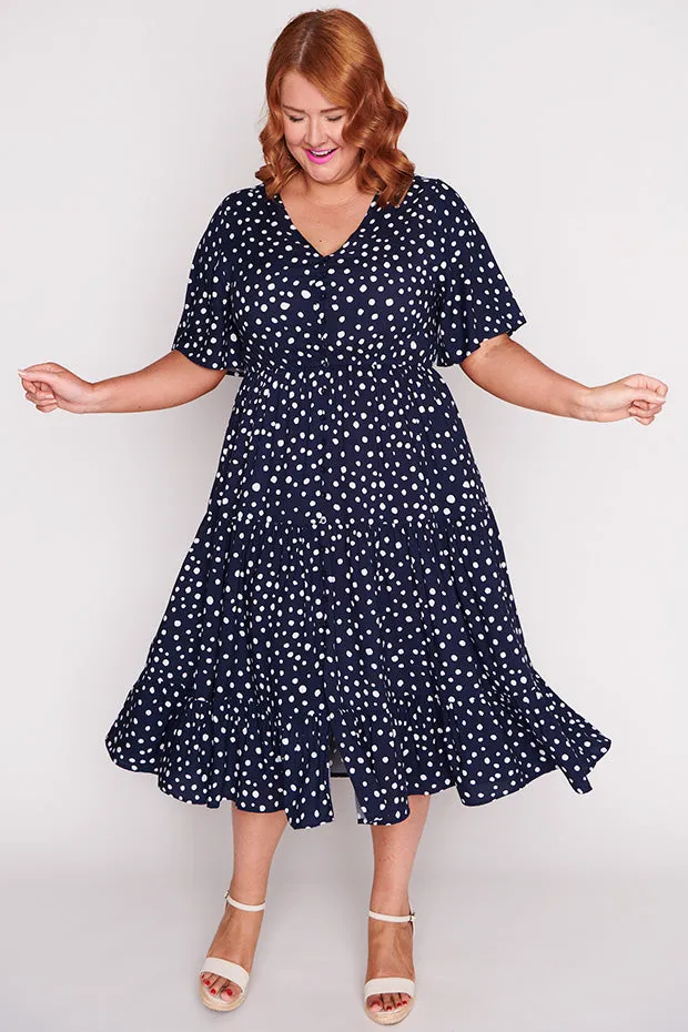 Jessica Navy & White Flecks Dress