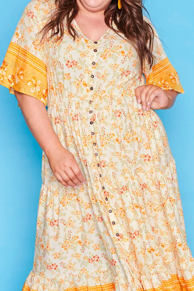 Jessica Yellow Floral Dress