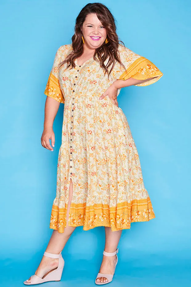 Jessica Yellow Floral Dress