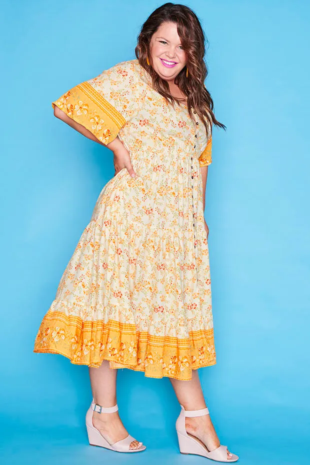 Jessica Yellow Floral Dress