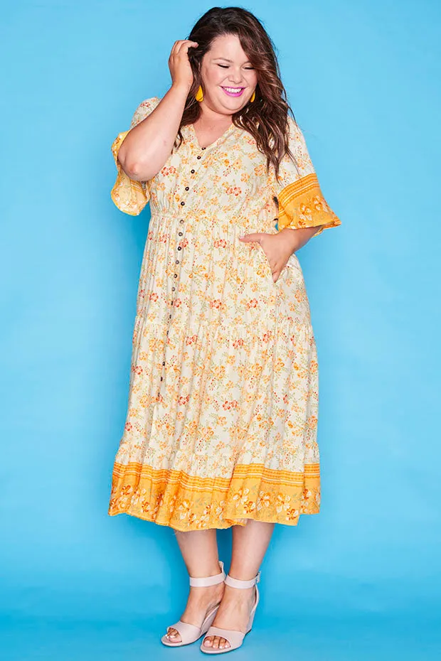 Jessica Yellow Floral Dress