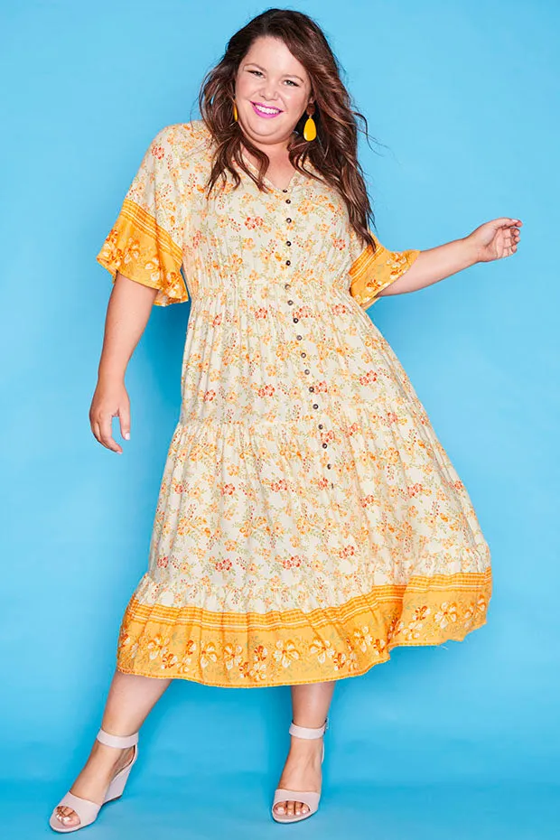 Jessica Yellow Floral Dress