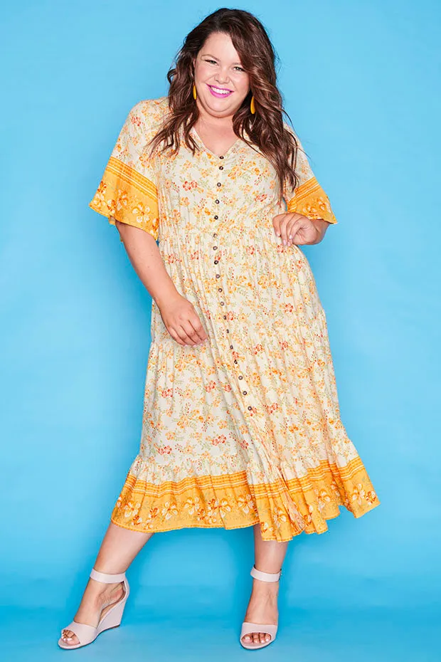 Jessica Yellow Floral Dress