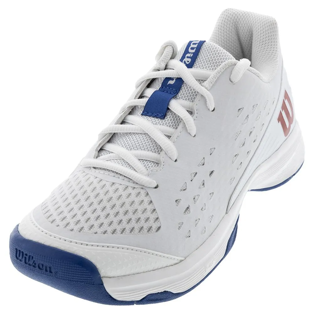 Juniors` Rush Pro Tennis Shoes White and Deja Vu Blue