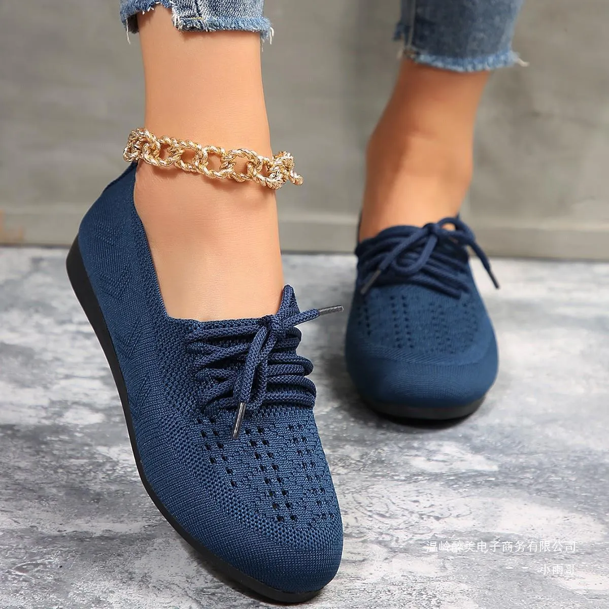 Lace up Flats Women Fashion Breathable Lazy Mesh Shoes