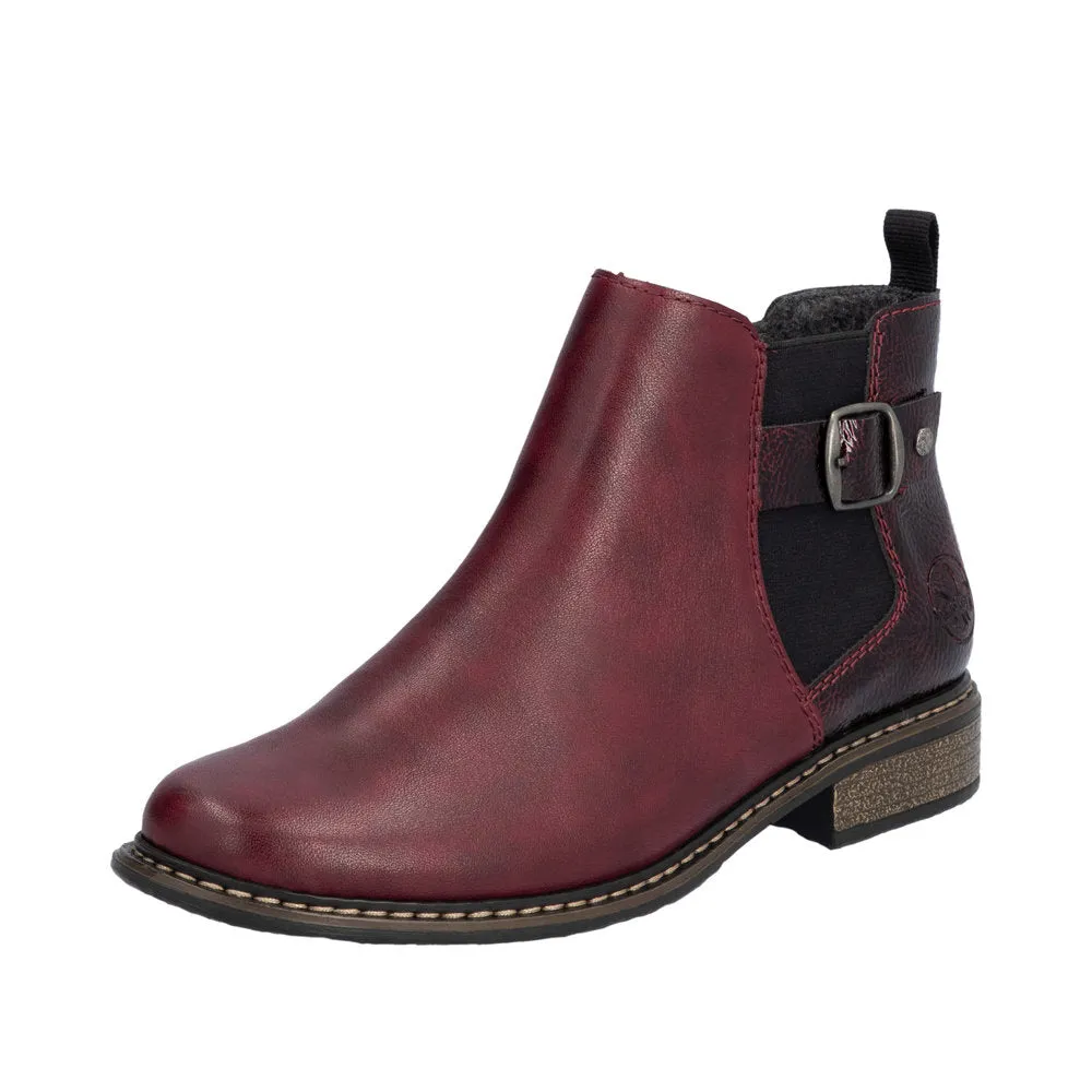 Ladies Rieker Boots Wine Combination Chelsea Boot Side zip Style Z4965-35 sale