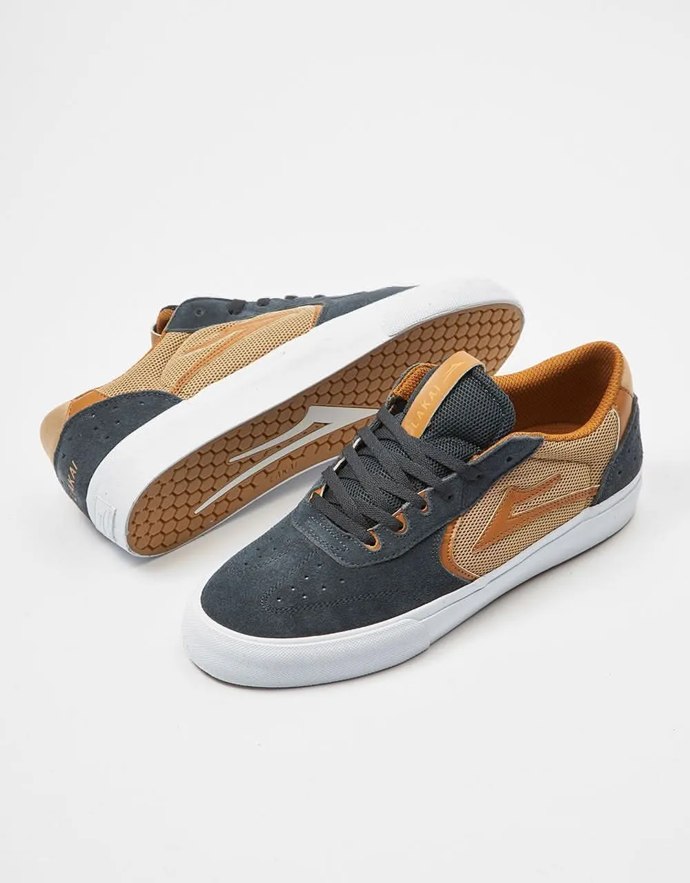 Lakai Atlantic Vulc Skate Shoes - Charcoal/Tan