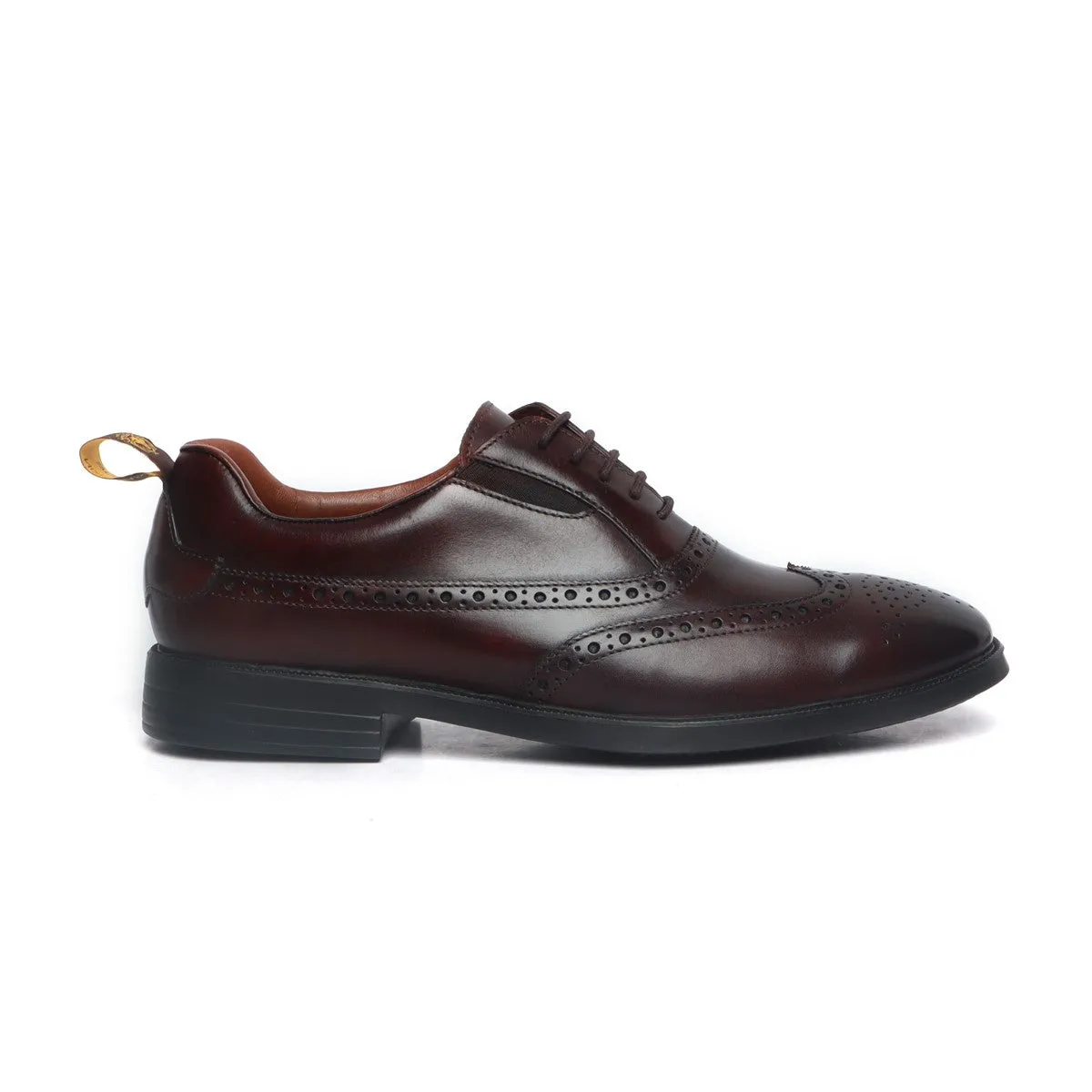 Light Weight Dark Brown Leather With Punching Brogue Oxford Lace-Up Shoe