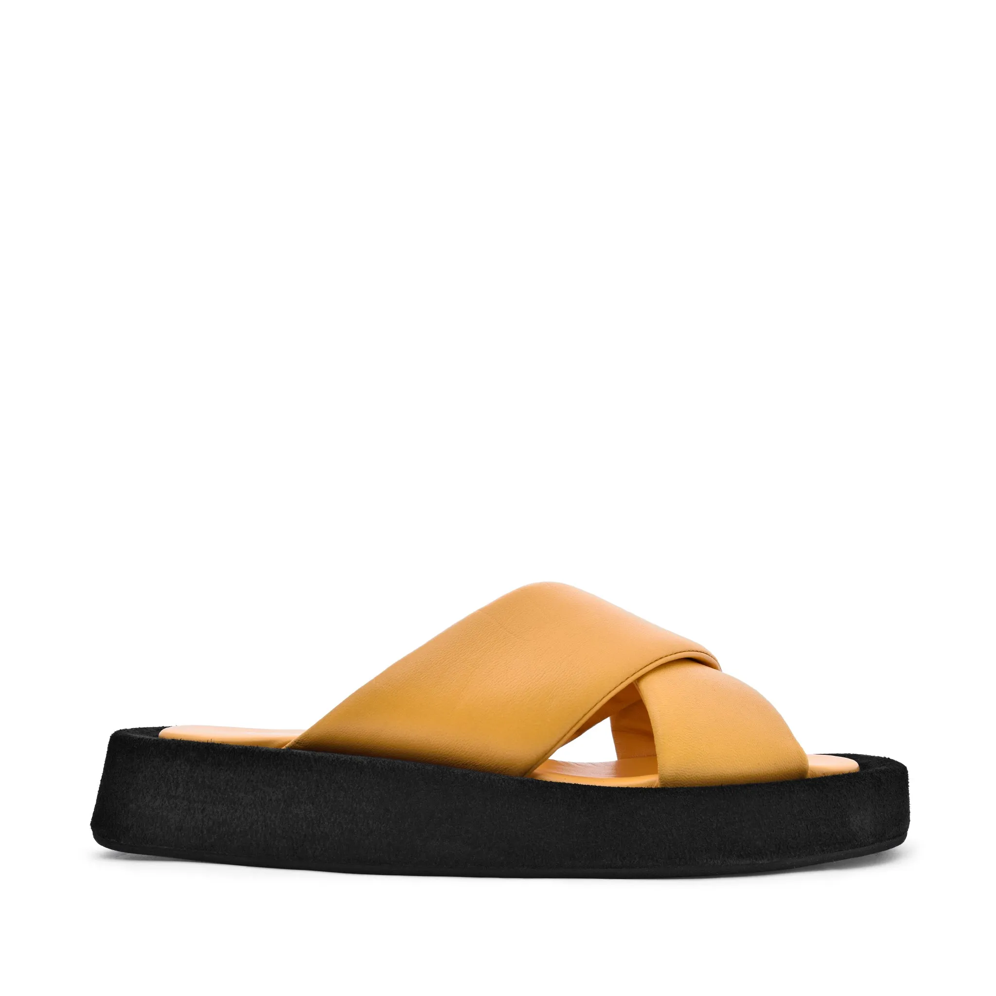 Luna Sun Yellow Leather Flat Sandals